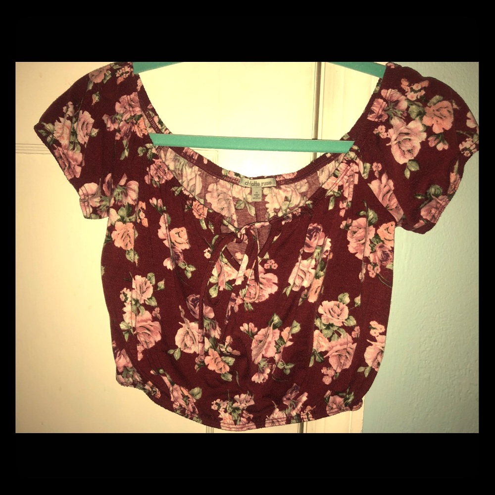 Charlotte Russe Cropped Flower Tee
